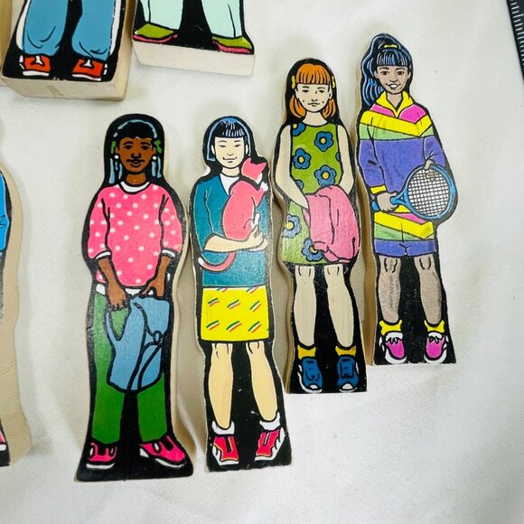 Vintage Inspired Wooden Children Figurines Set Wedgies Career Lot of 13 - Picture 10 of 16